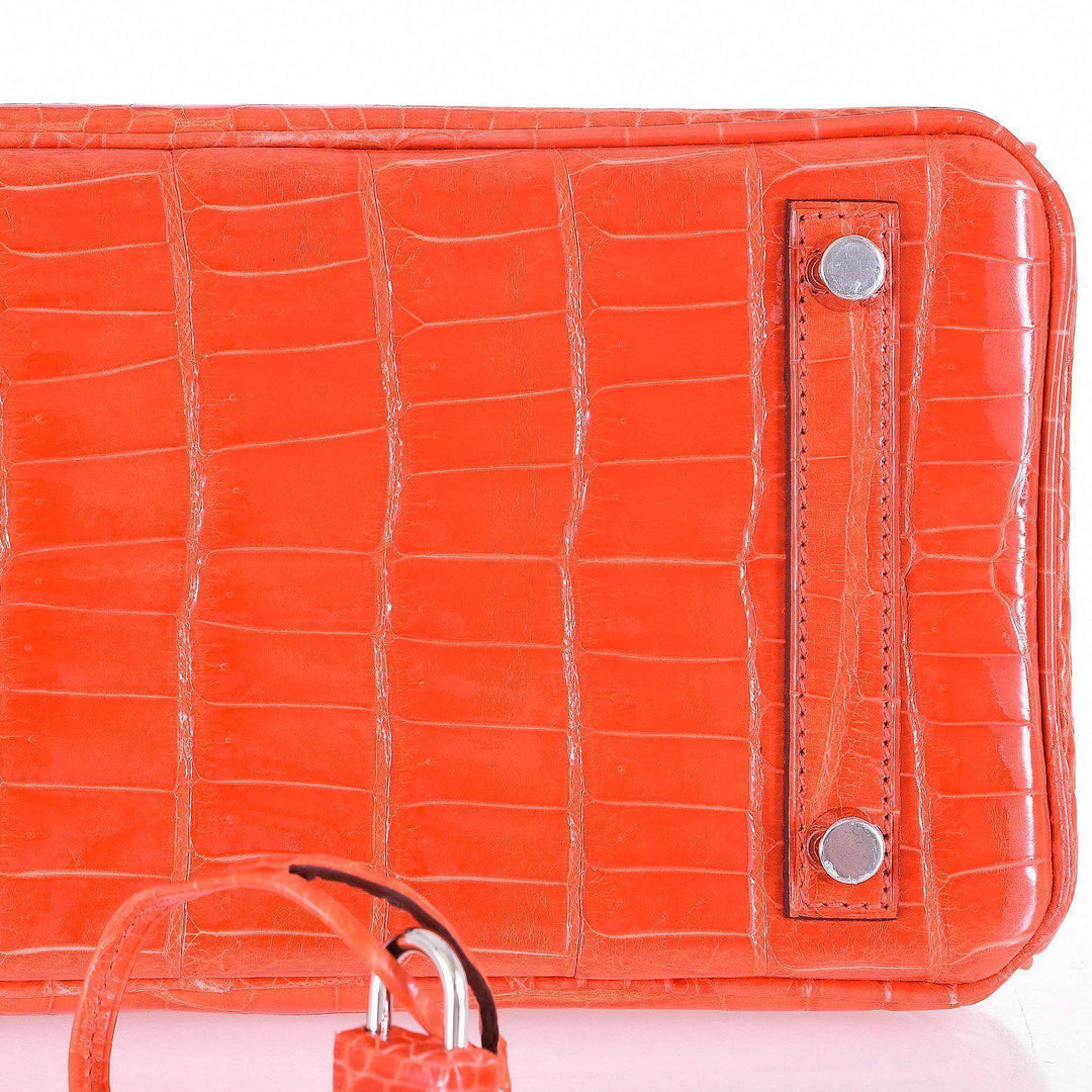 Hermes Birkin 25 Niloticus Crocodile Poppy Orange Palladium Hardware