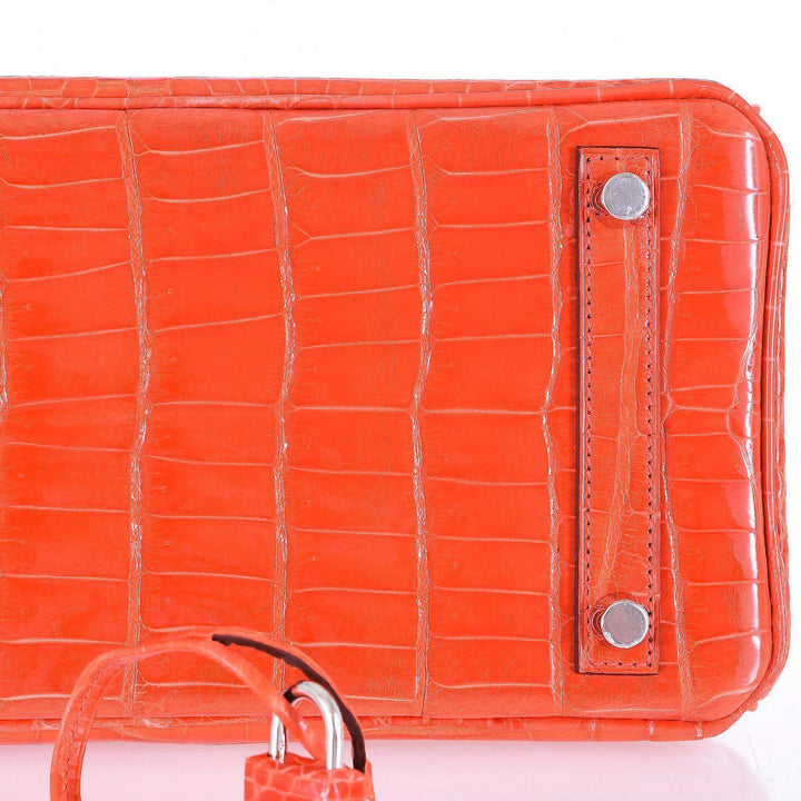 Hermes Birkin 25 Niloticus Crocodile Poppy Orange Palladium Hardware