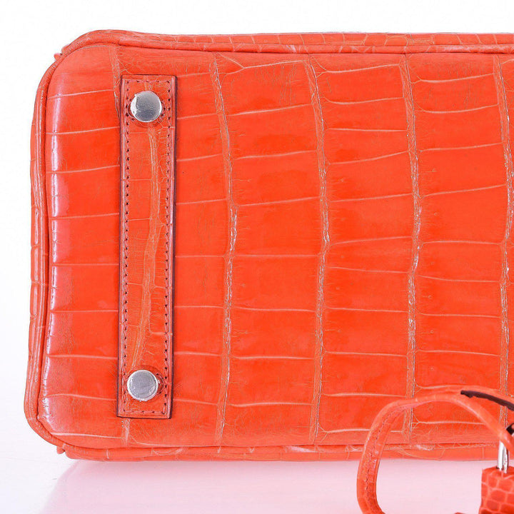 Hermes Birkin 25 Niloticus Crocodile Poppy Orange Palladium Hardware