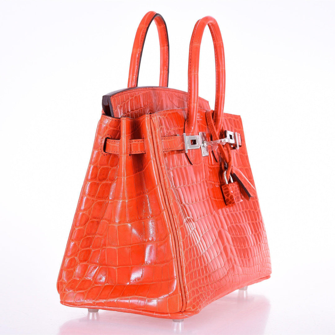 Hermes Birkin 25 Niloticus Crocodile Poppy Orange Palladium Hardware