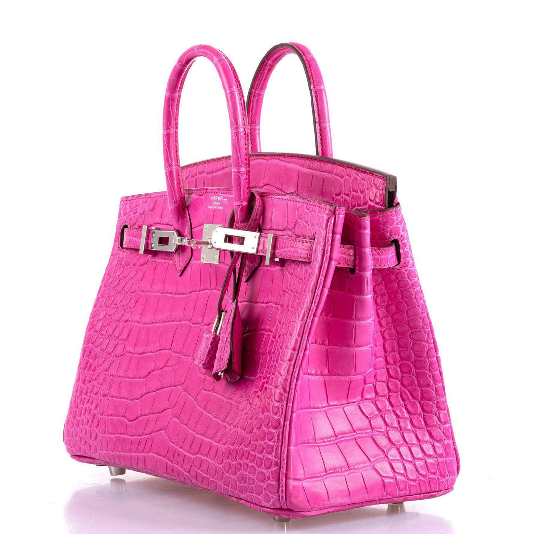 Hermès Birkin 25 Rose Shocking Matte Alligator Palladium Hardware- 2020,Y