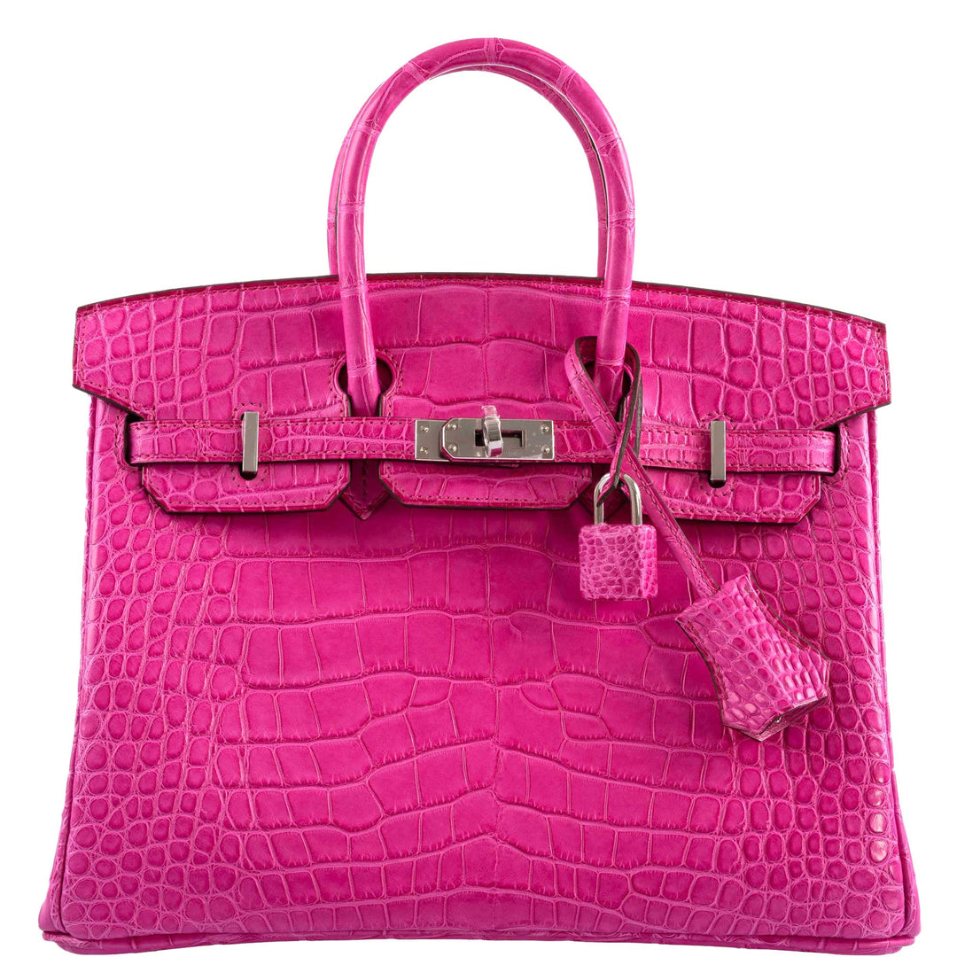 Hermès Birkin 25 Rose Shocking Matte Alligator Palladium Hardware- 2020,Y