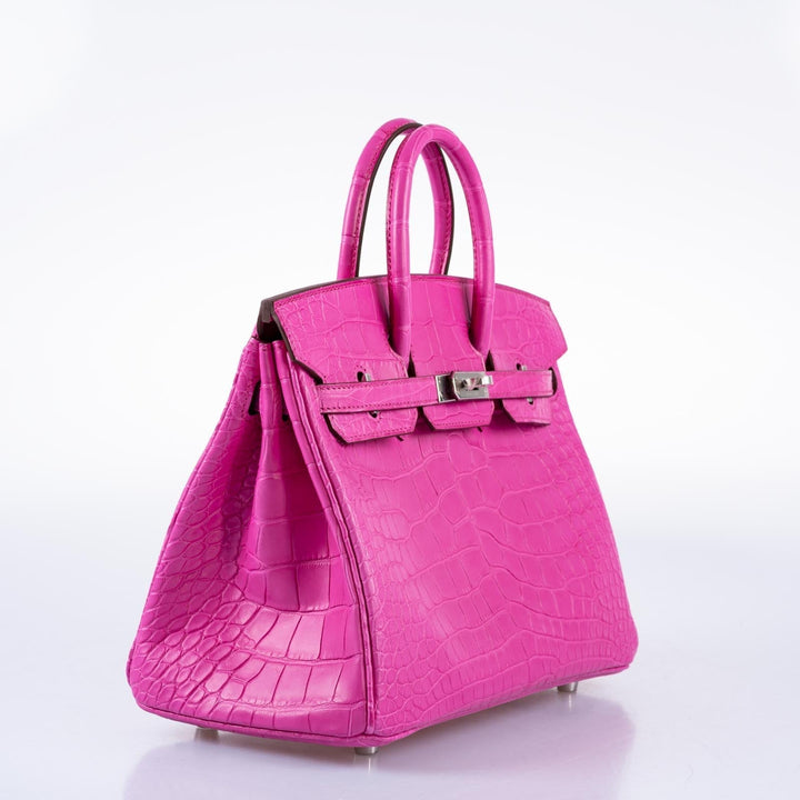 Top quality Hermes Birkin 25 Rose Shocking Matte Alligator Palladium Hardware