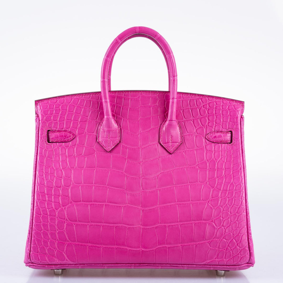 Top quality Hermes Birkin 25 Rose Shocking Matte Alligator Palladium Hardware