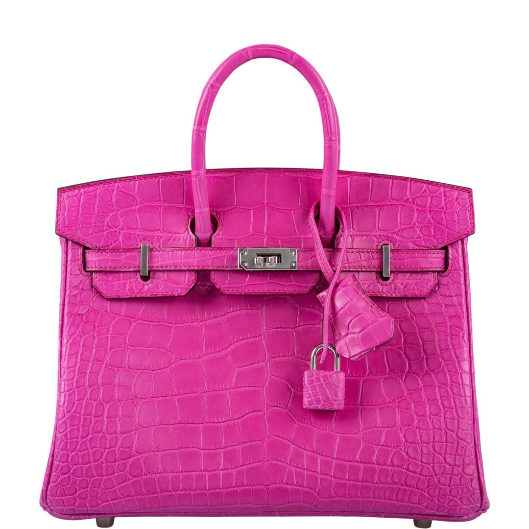 Hermes Birkin 25 Rose Shocking Matte Alligator Palladium Hardware