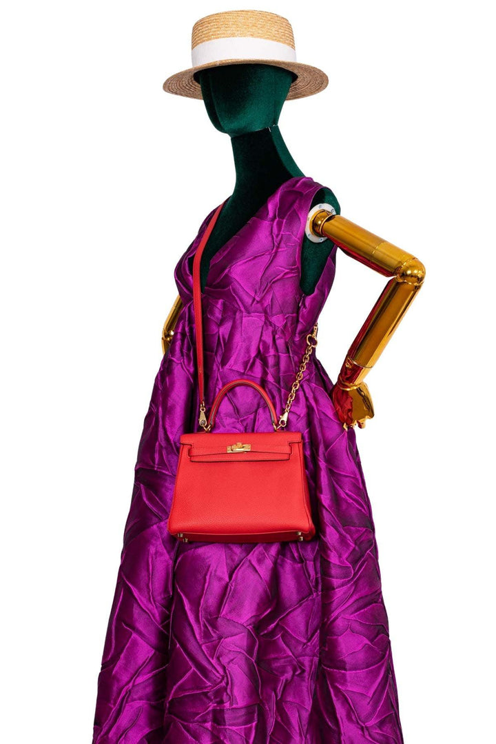 Top quality Hermes Birkin 25 Rouge Vif Salvator Lizard Gold Hardware