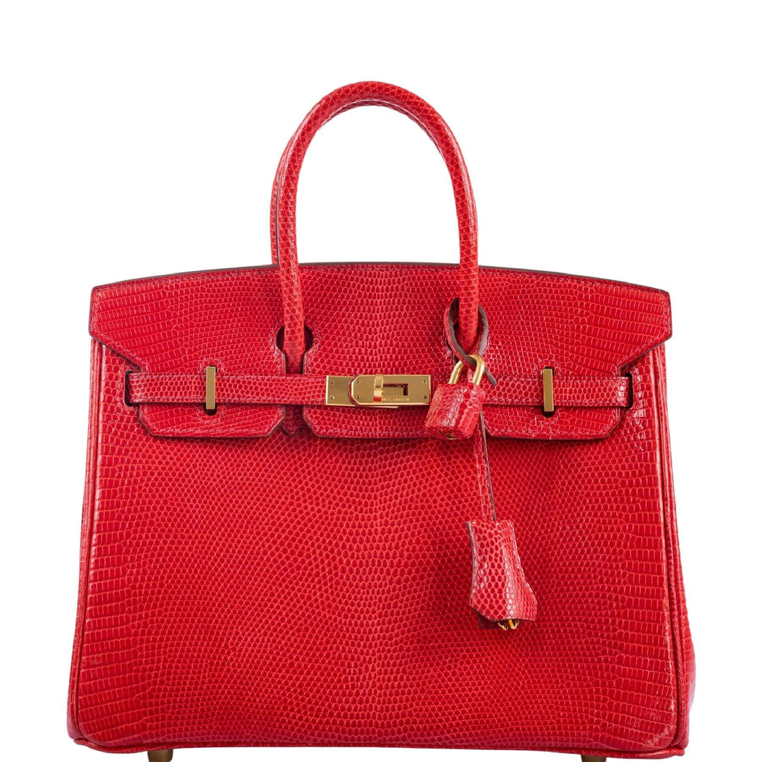 Hermes Birkin 25 Rouge Vif Salvator Lizard Gold Hardware