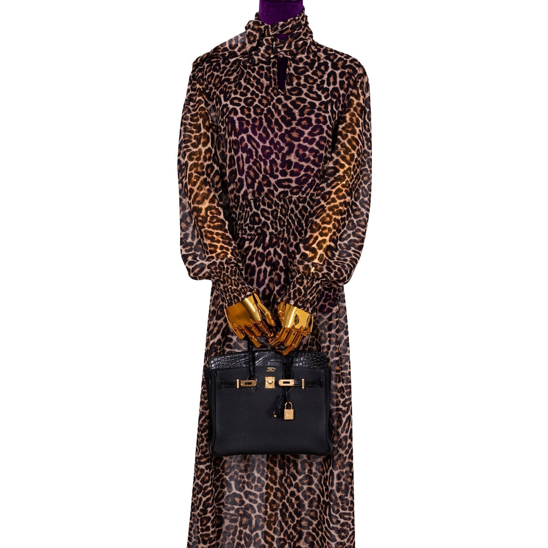 Hermès Birkin 25 Touch Black Togo and Matte Alligator Gold Hardware