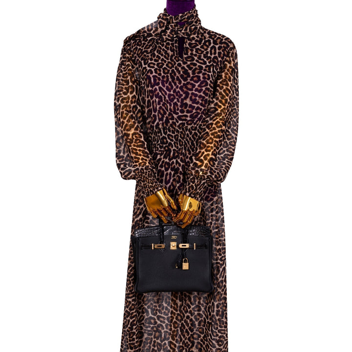 Hermès Birkin 25 Touch Black Togo and Matte Alligator Gold Hardware