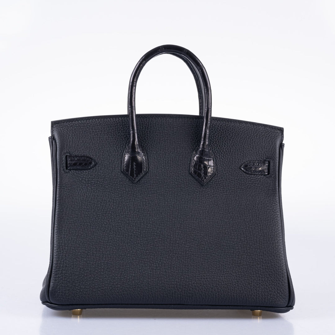 Hermès Birkin 25 Touch Black Togo and Matte Alligator Gold Hardware