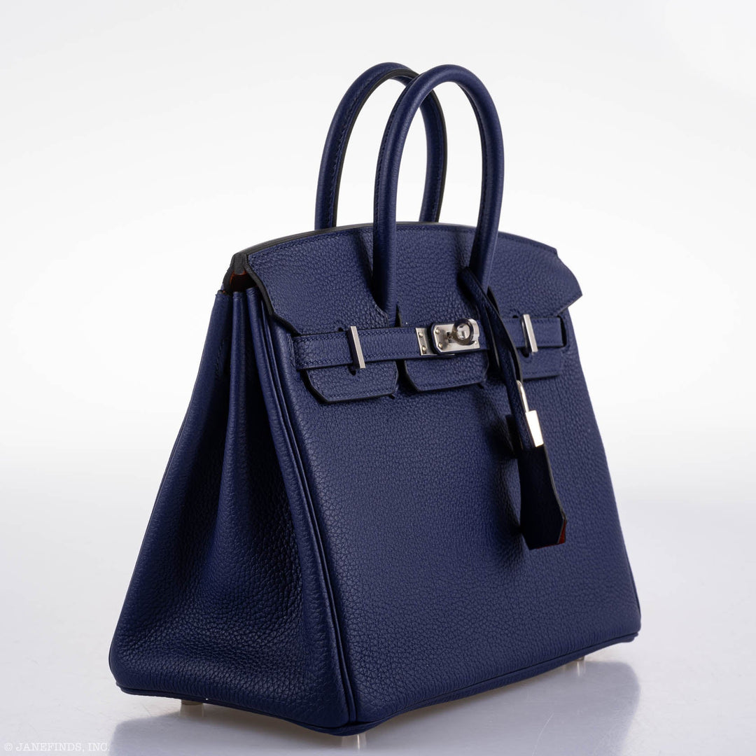 Hermès Birkin 25 Verso Blue Encre Togo & Orange H with Palladium Hardware - 2020, Y