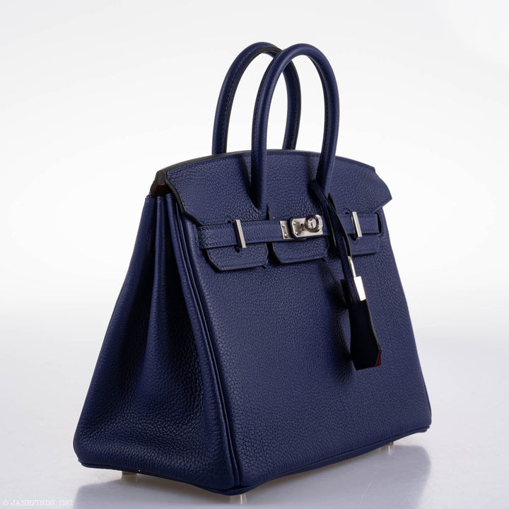 Hermès Birkin 25 Verso Blue Encre Togo & Orange H with Palladium Hardware - 2020, Y