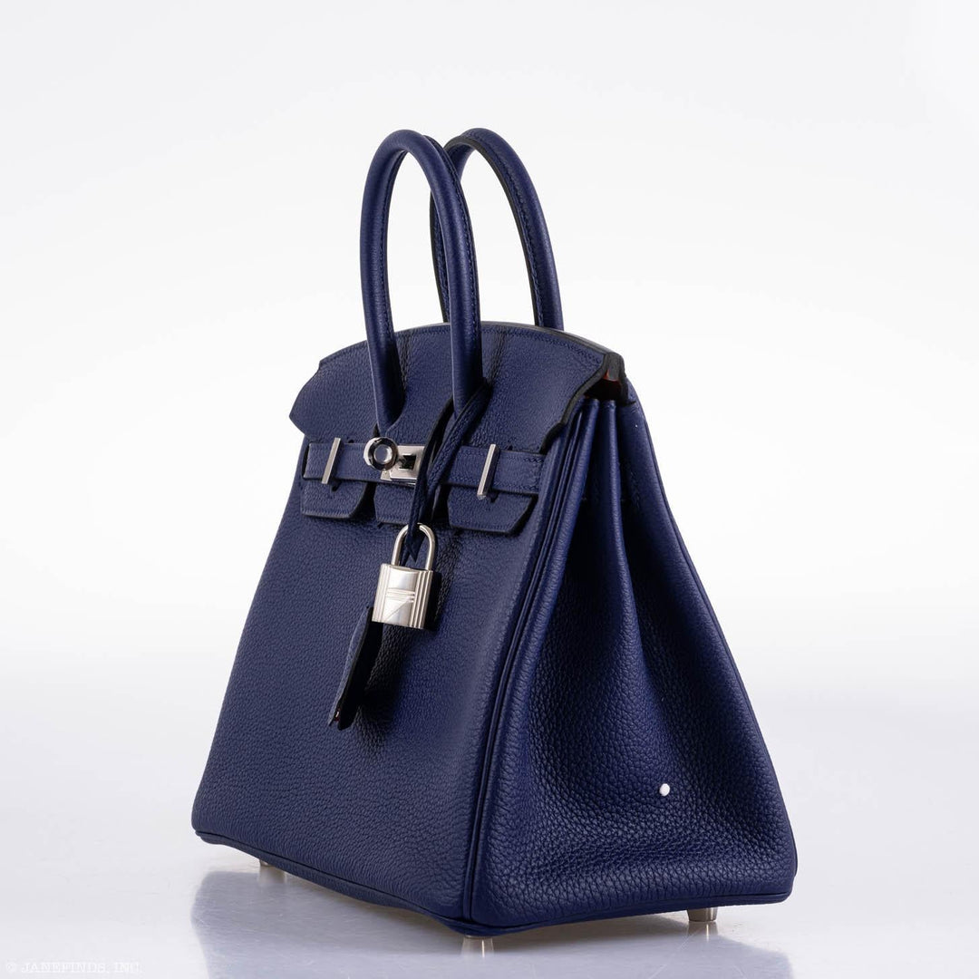 Hermès Birkin 25 Verso Blue Encre Togo & Orange H with Palladium Hardware - 2020, Y