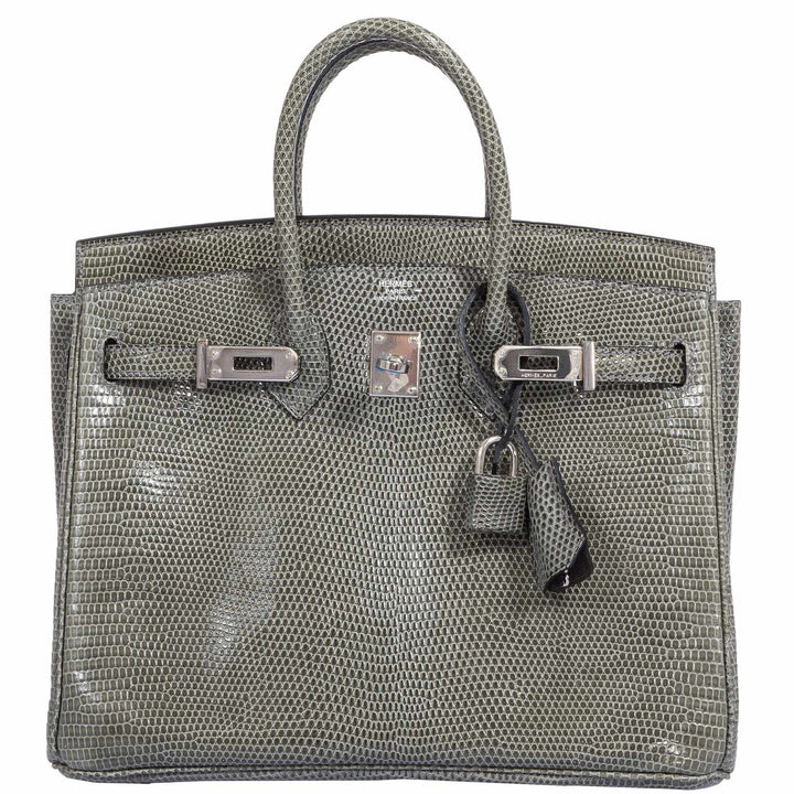 Hermès Birkin 25 Vert De Gris Salvator Lizard Palladium Hardware - Rare