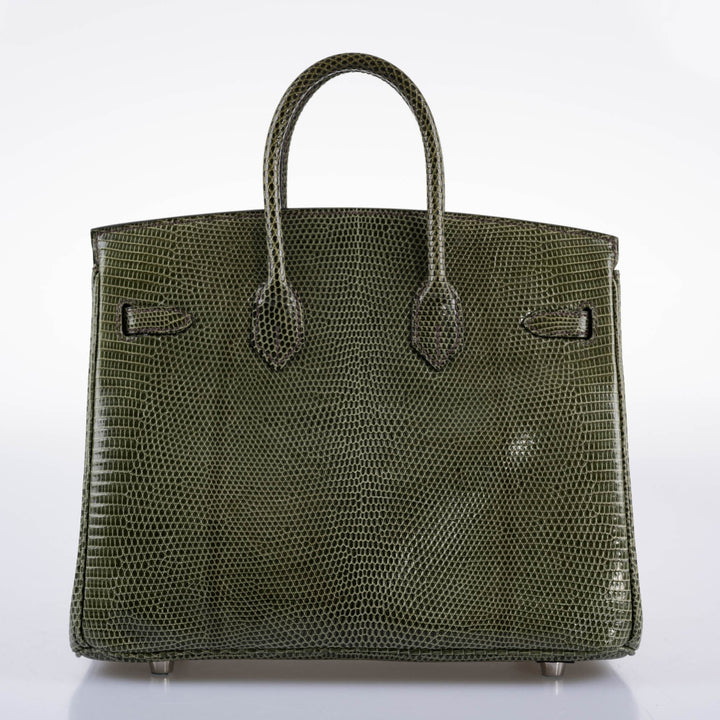 Hermès Birkin 25 Vert Olive Salvator Lizard with Palladium Hardware - 2008, L Square