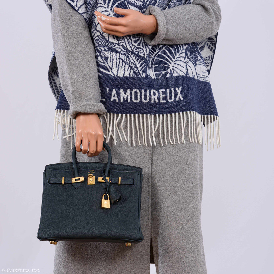 Top quality Hermes Birkin 25 Vert Rousseau Togo Gold Hardware