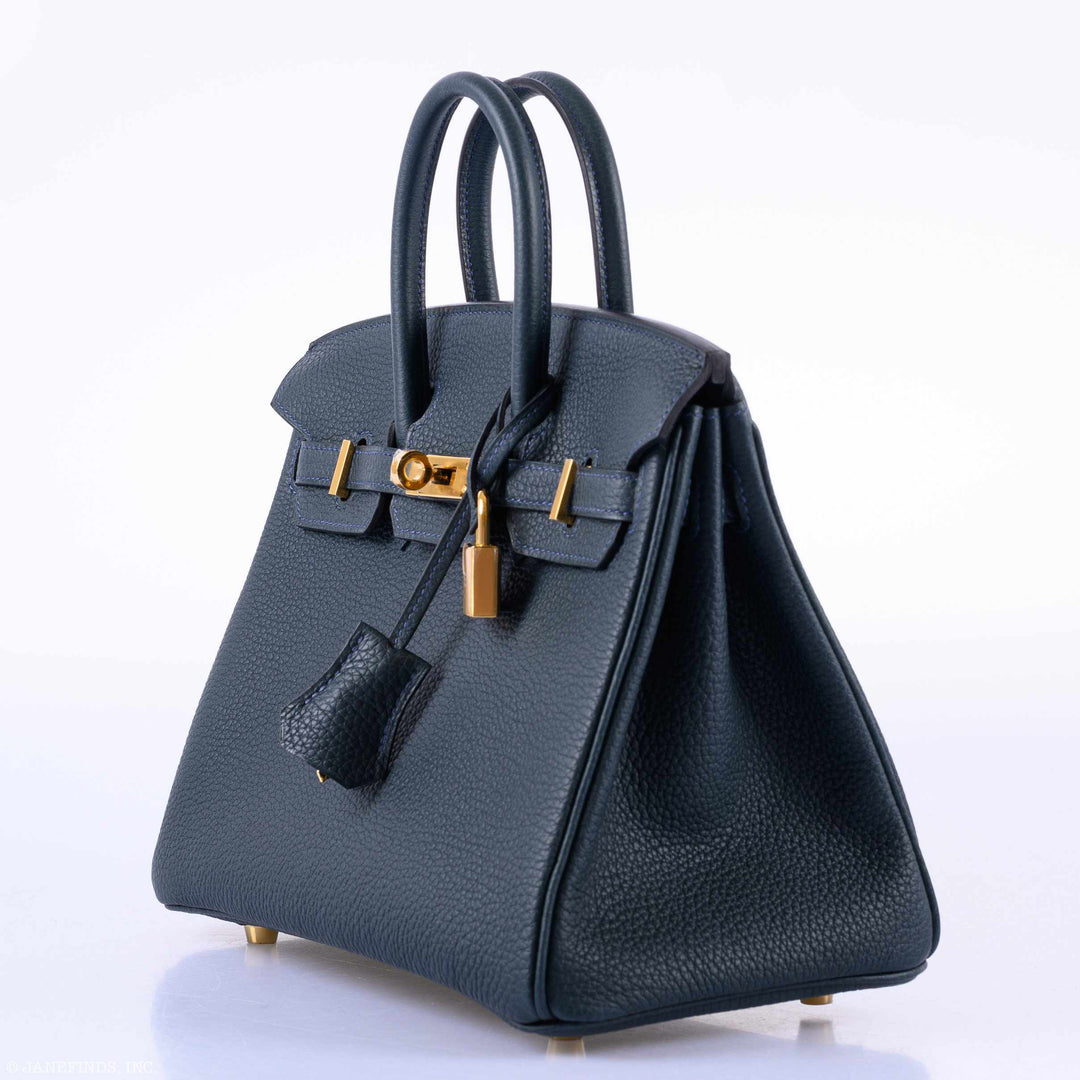 Top quality Hermes Birkin 25 Vert Rousseau Togo Gold Hardware