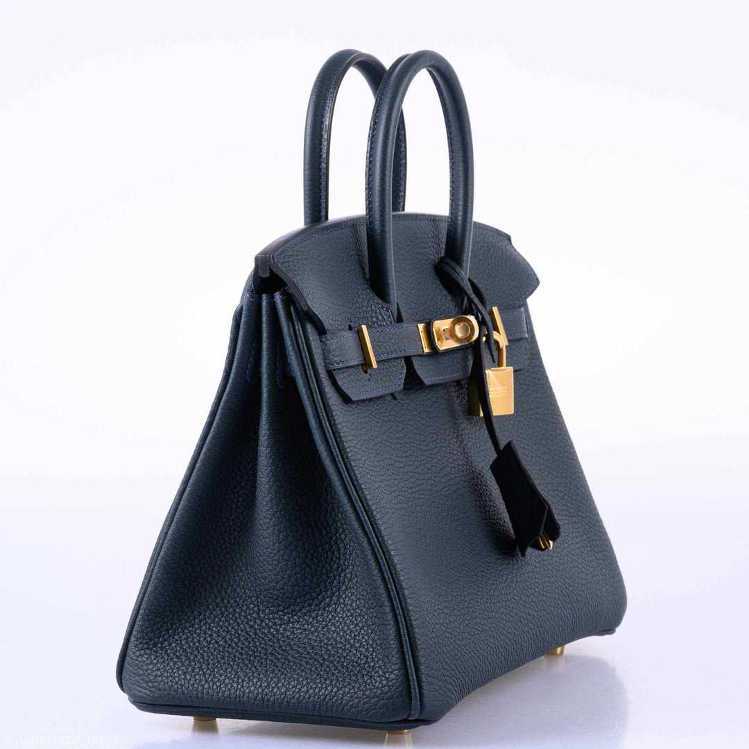 Top quality Hermes Birkin 25 Vert Rousseau Togo Gold Hardware