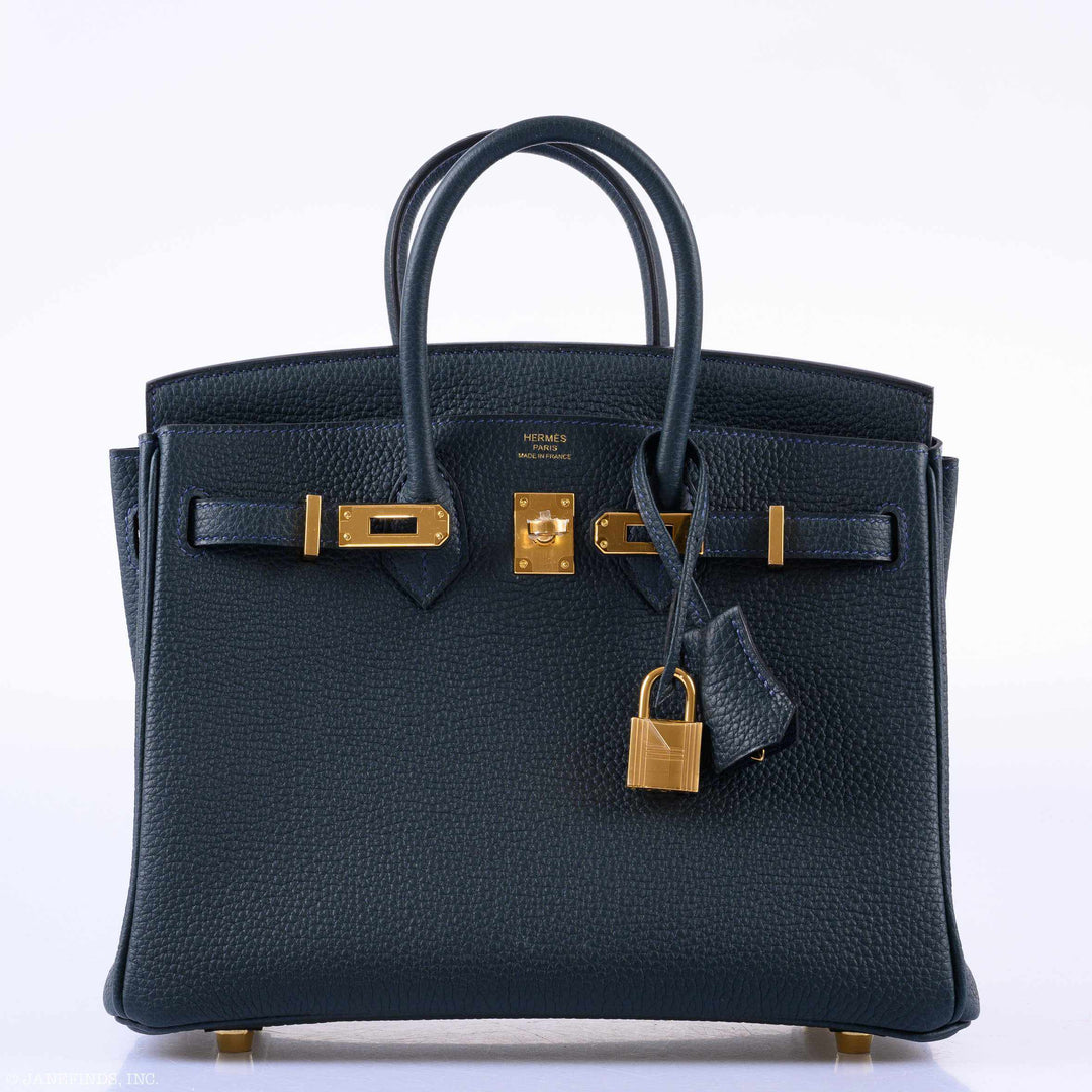 Top quality Hermes Birkin 25 Vert Rousseau Togo Gold Hardware