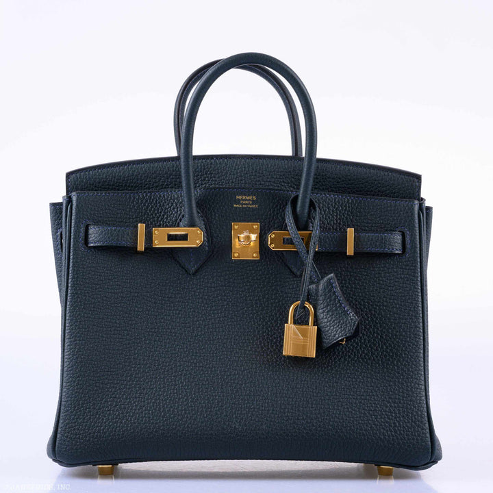 Top quality Hermes Birkin 25 Vert Rousseau Togo Gold Hardware