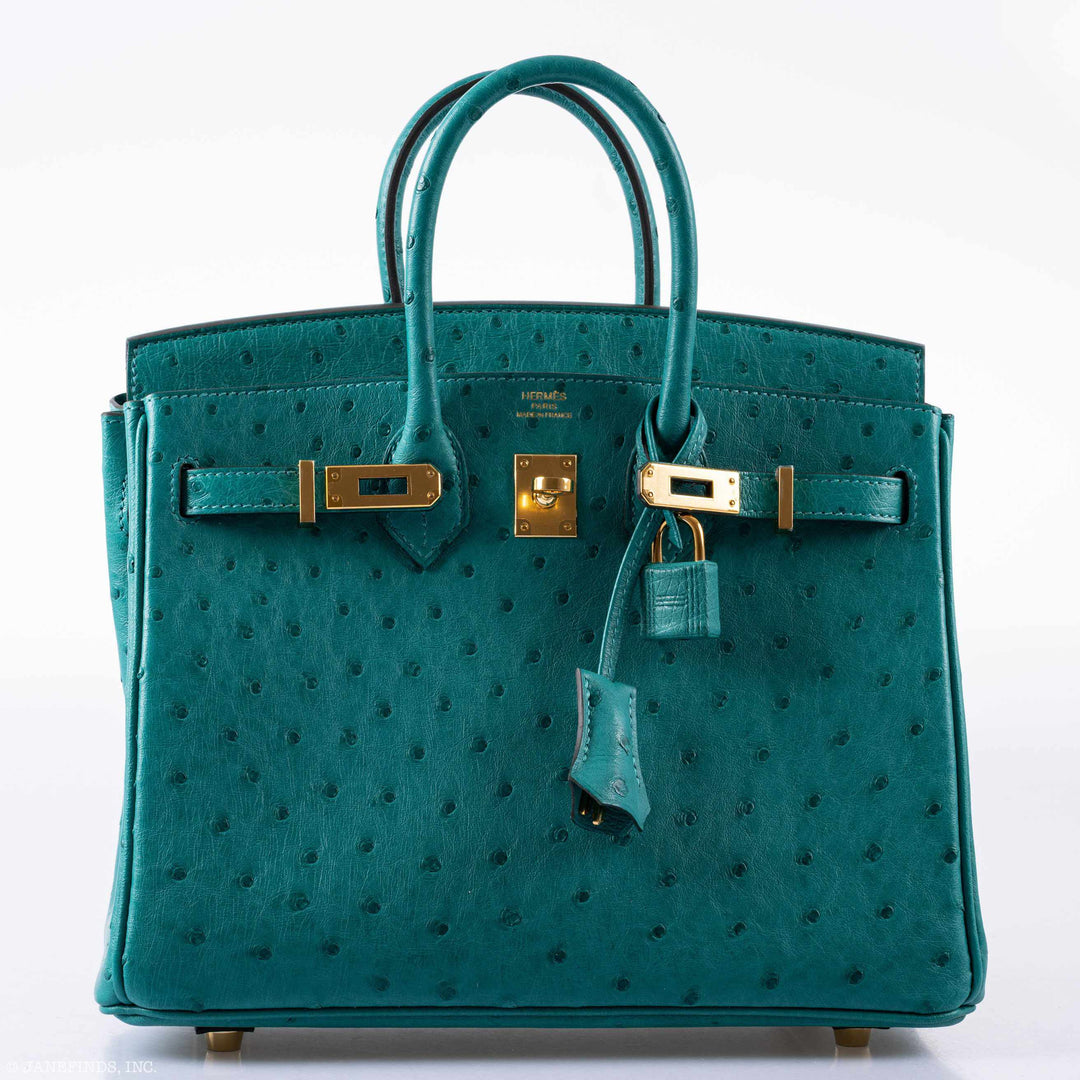 Top quality Hermes Birkin 25 Vert Verone Ostrich Gold Hardware - 2019, D