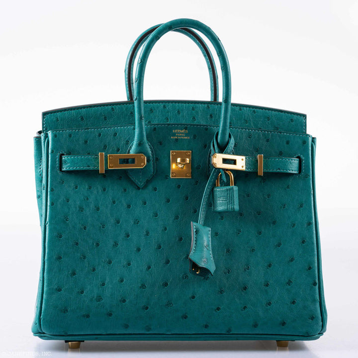Top quality Hermes Birkin 25 Vert Verone Ostrich Gold Hardware - 2019, D