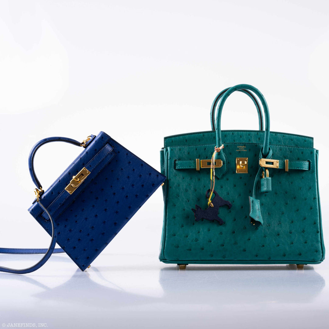 Top quality Hermes Birkin 25 Vert Verone Ostrich Gold Hardware - 2019, D