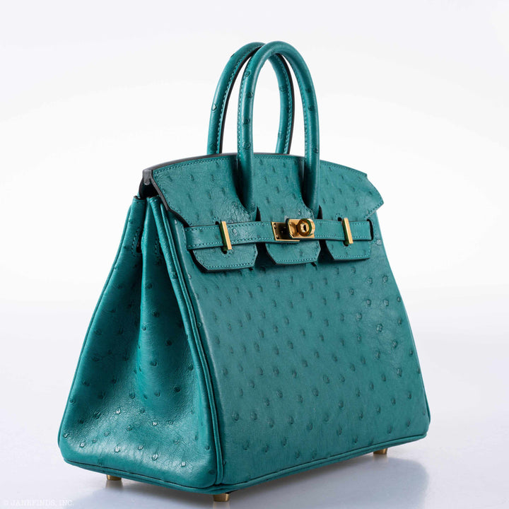 Top quality Hermes Birkin 25 Vert Verone Ostrich Gold Hardware - 2019, D