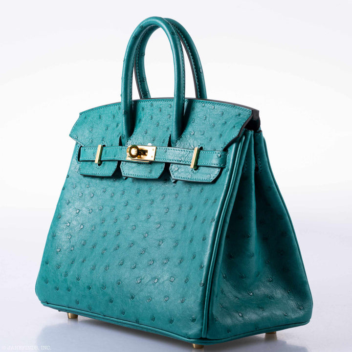 Top quality Hermes Birkin 25 Vert Verone Ostrich Gold Hardware - 2019, D