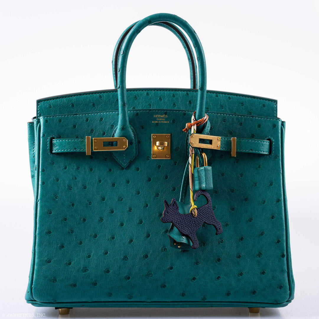 Top quality Hermes Birkin 25 Vert Verone Ostrich Gold Hardware - 2019, D