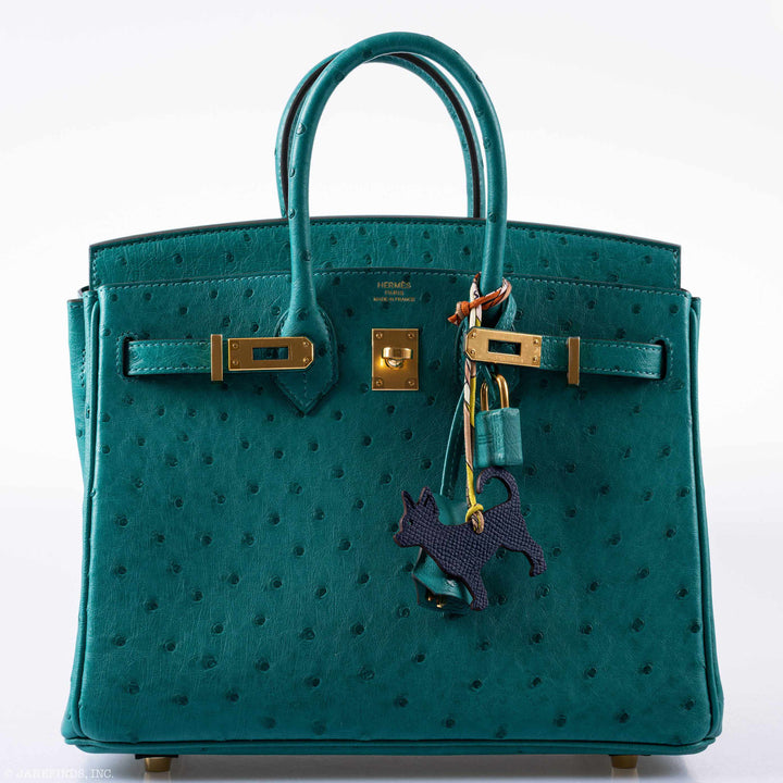 Top quality Hermes Birkin 25 Vert Verone Ostrich Gold Hardware - 2019, D