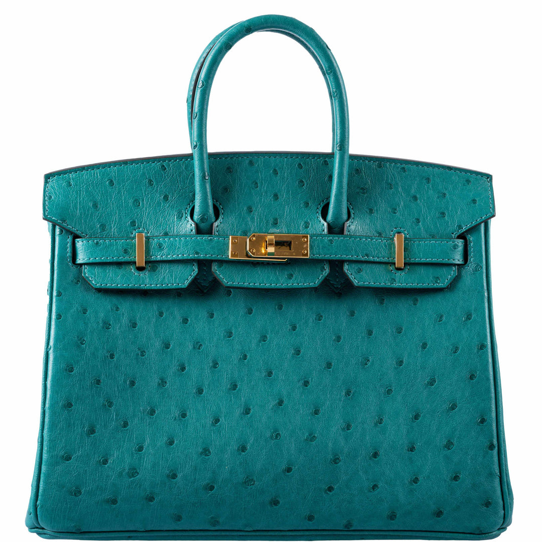 Hermes Birkin 25 Vert Verone Ostrich Gold Hardware - 2019, D