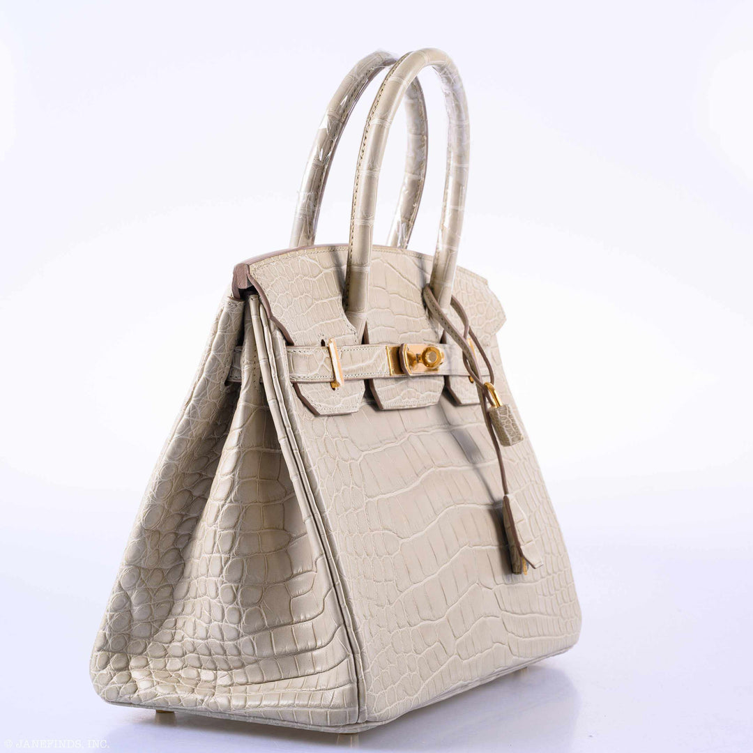 Hermes Birkin 30 Beton Matte Alligator Gold Hardware - A
