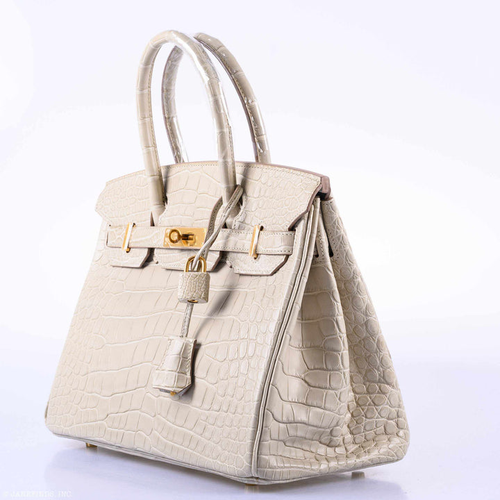 Hermes Birkin 30 Beton Matte Alligator Gold Hardware - A