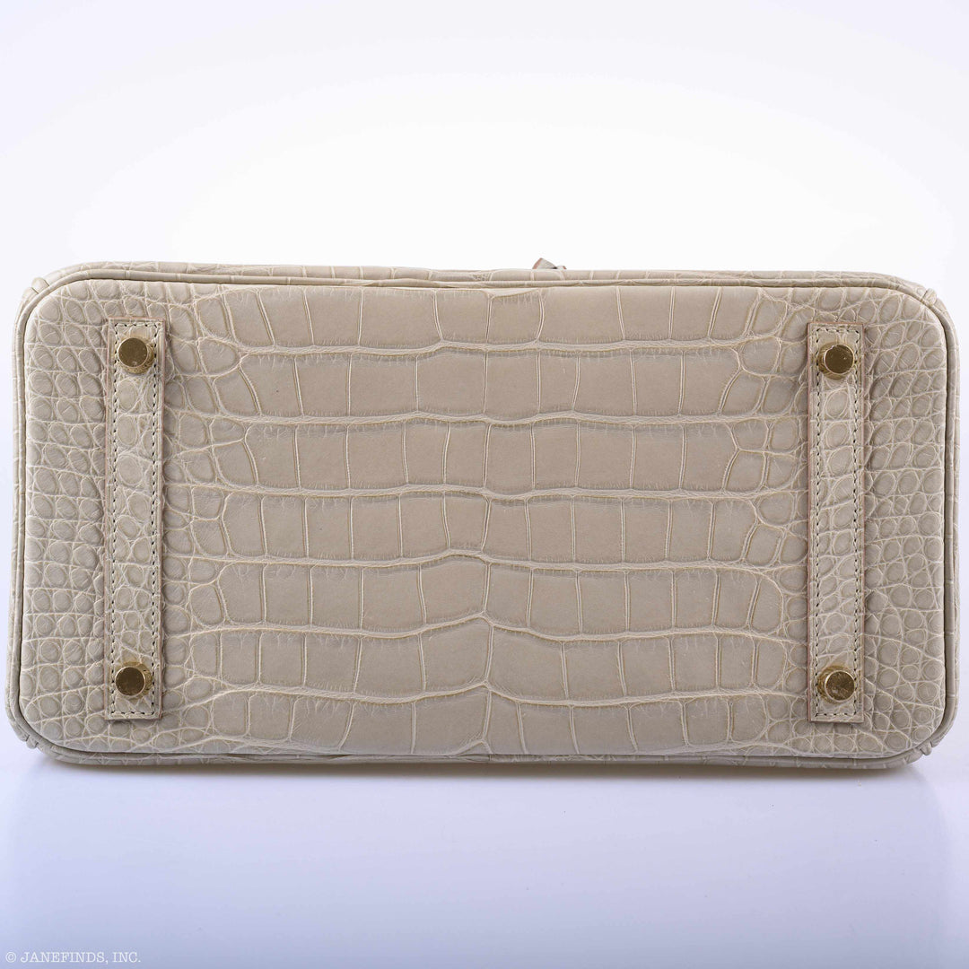 Hermes Birkin 30 Beton Matte Alligator Gold Hardware - A