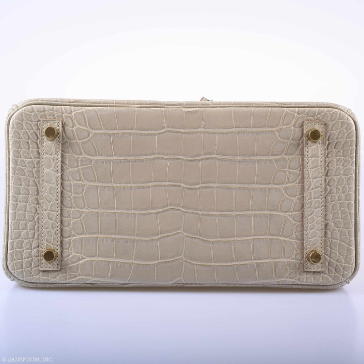 Hermes Birkin 30 Beton Matte Alligator Gold Hardware - A