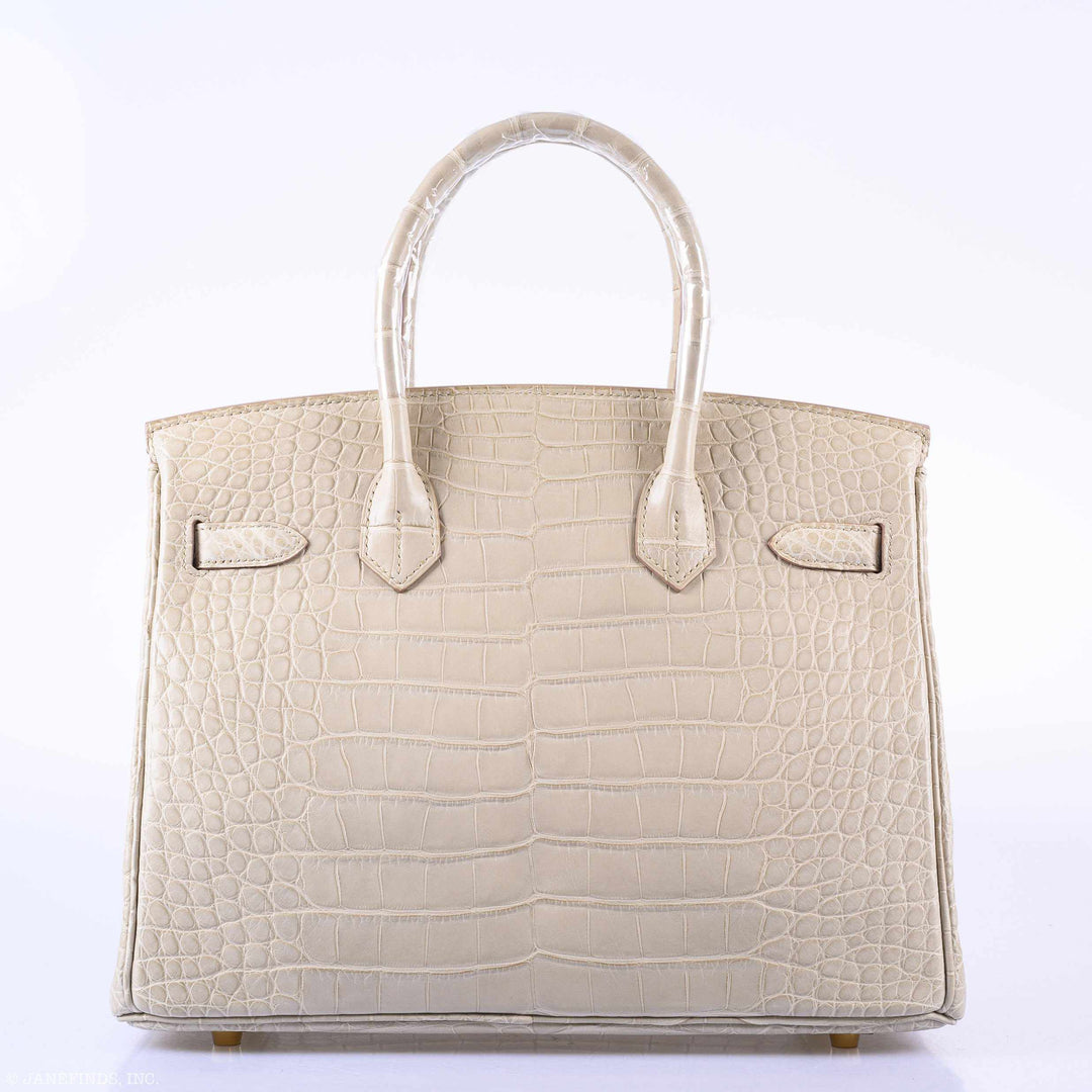 Hermes Birkin 30 Beton Matte Alligator Gold Hardware - A