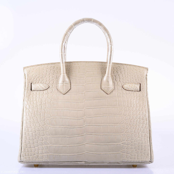 Hermes Birkin 30 Beton Matte Alligator Gold Hardware - A