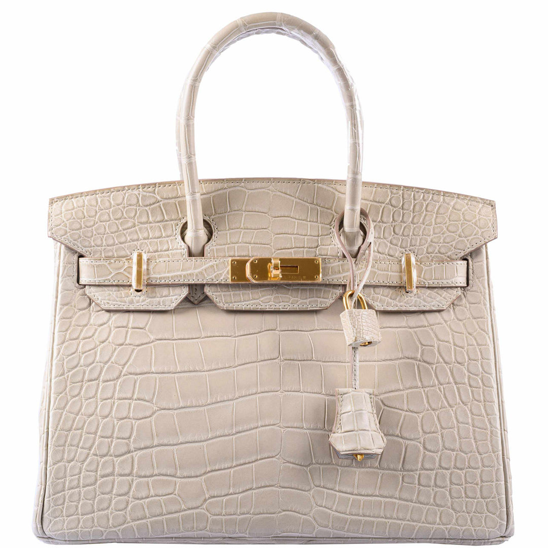 Hermes Birkin 30 Beton Matte Alligator Gold Hardware - A