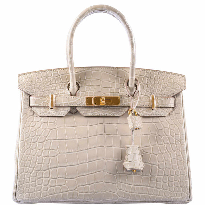 Hermes Birkin 30 Beton Matte Alligator Gold Hardware - A
