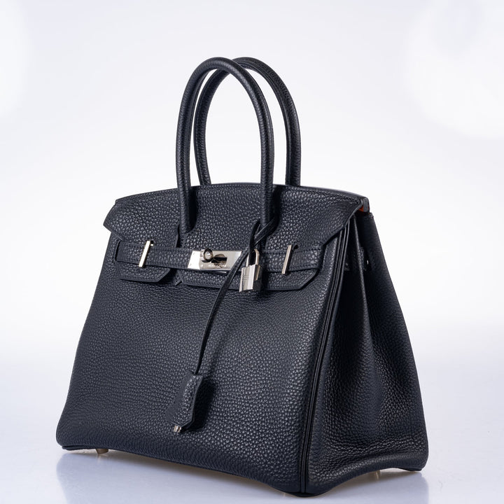 Top quality Hermes Birkin 30 Bi-Color Black Togo and Orange H Palladium Hardware