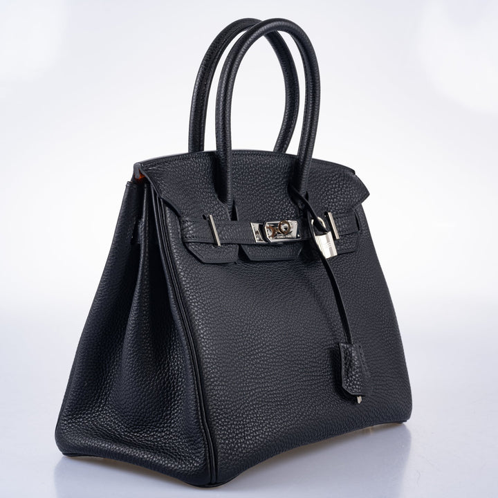 Top quality Hermes Birkin 30 Bi-Color Black Togo and Orange H Palladium Hardware