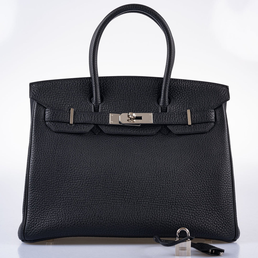 Top quality Hermes Birkin 30 Black Togo and Orange H Palladium Hardware