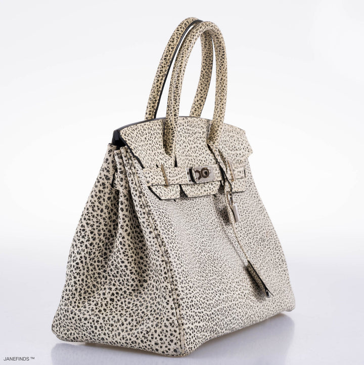 Top quality Hermes Birkin 30 Black & White Dalmatian Buffalo Palladium Hardware