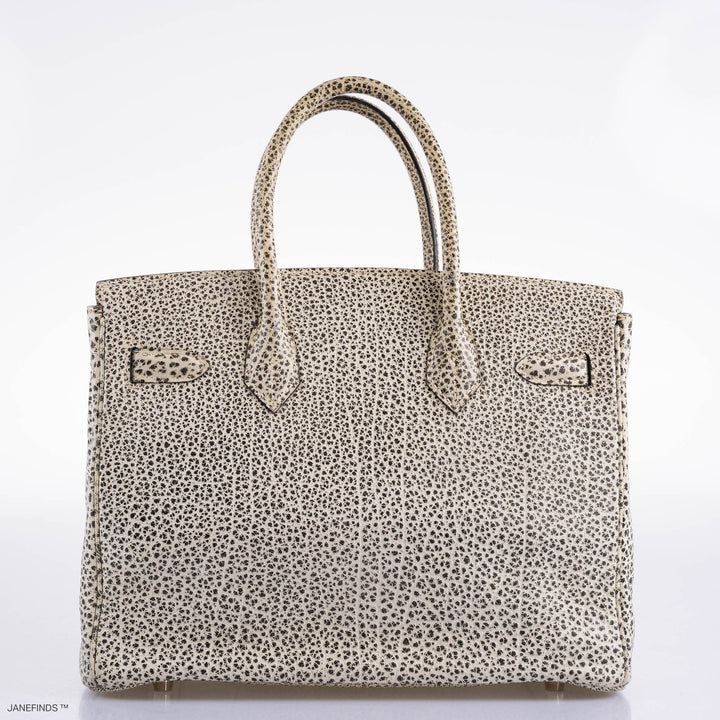 Top quality Hermes Birkin 30 Black & White Dalmatian Buffalo Palladium Hardware