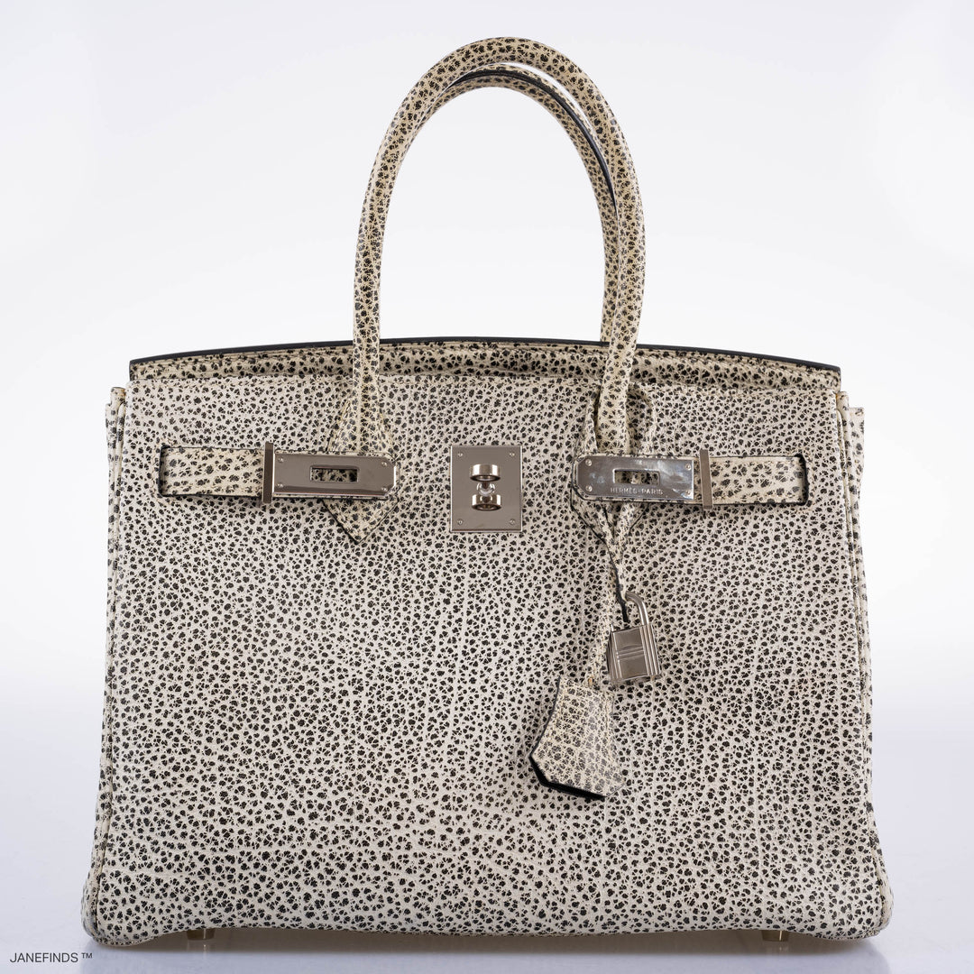 Top quality Hermes Birkin 30 Black & White Dalmatian Buffalo Palladium Hardware