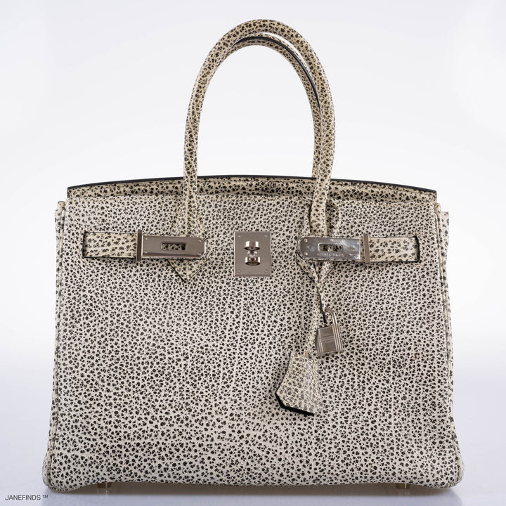 Top quality Hermes Birkin 30 Black & White Dalmatian Buffalo Palladium Hardware