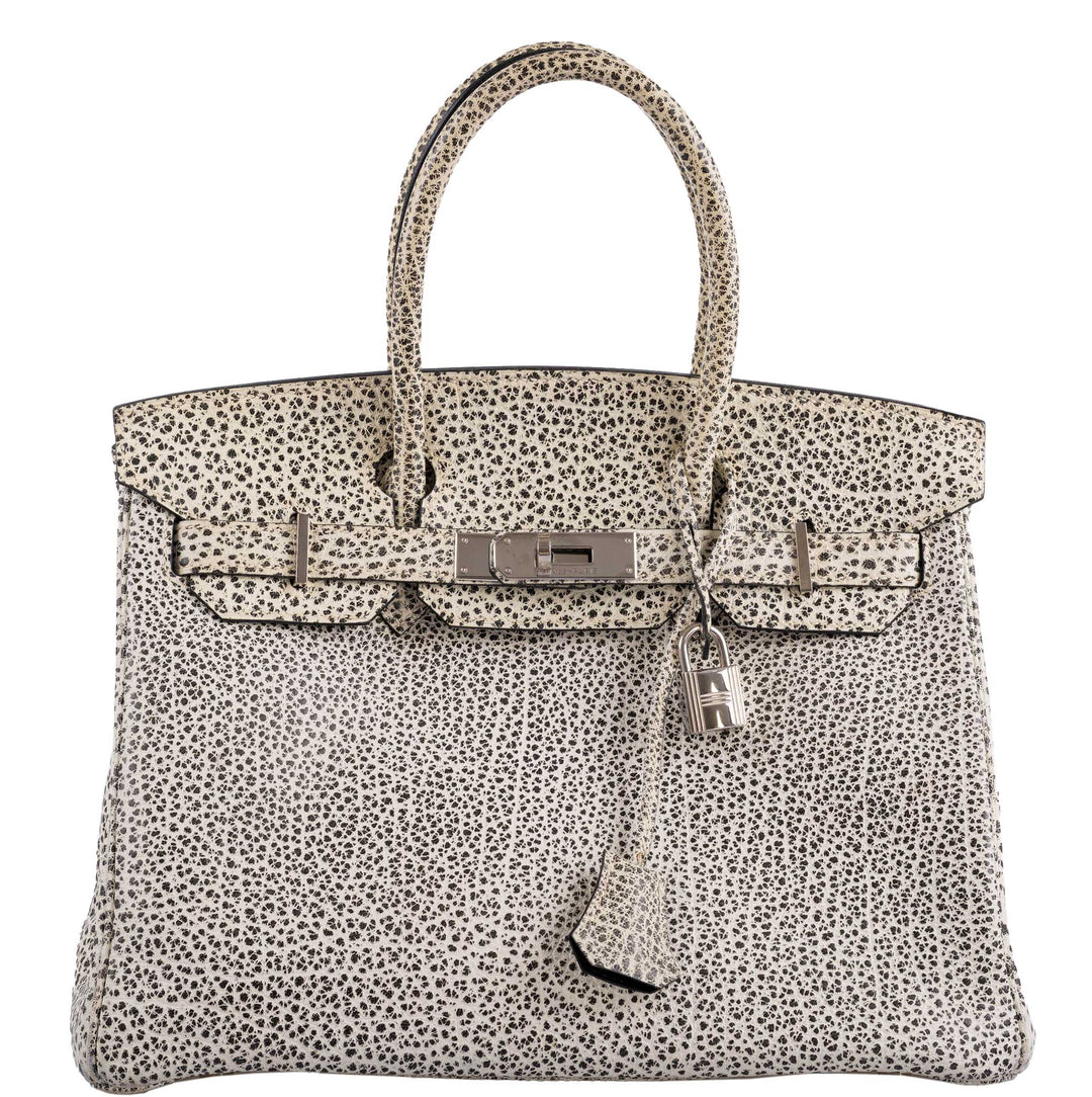 Hermes Birkin 30 Black & White Dalmatian Buffalo Palladium Hardware