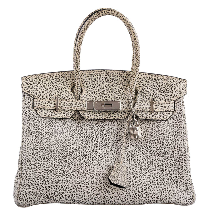 Top quality Hermes Birkin 30 Black & White Dalmatian Buffalo Palladium Hardware