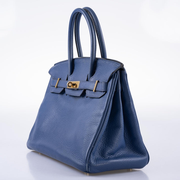 Top quality Hermes Birkin 30 Blue Brighton Clemence with Gold Hardware
